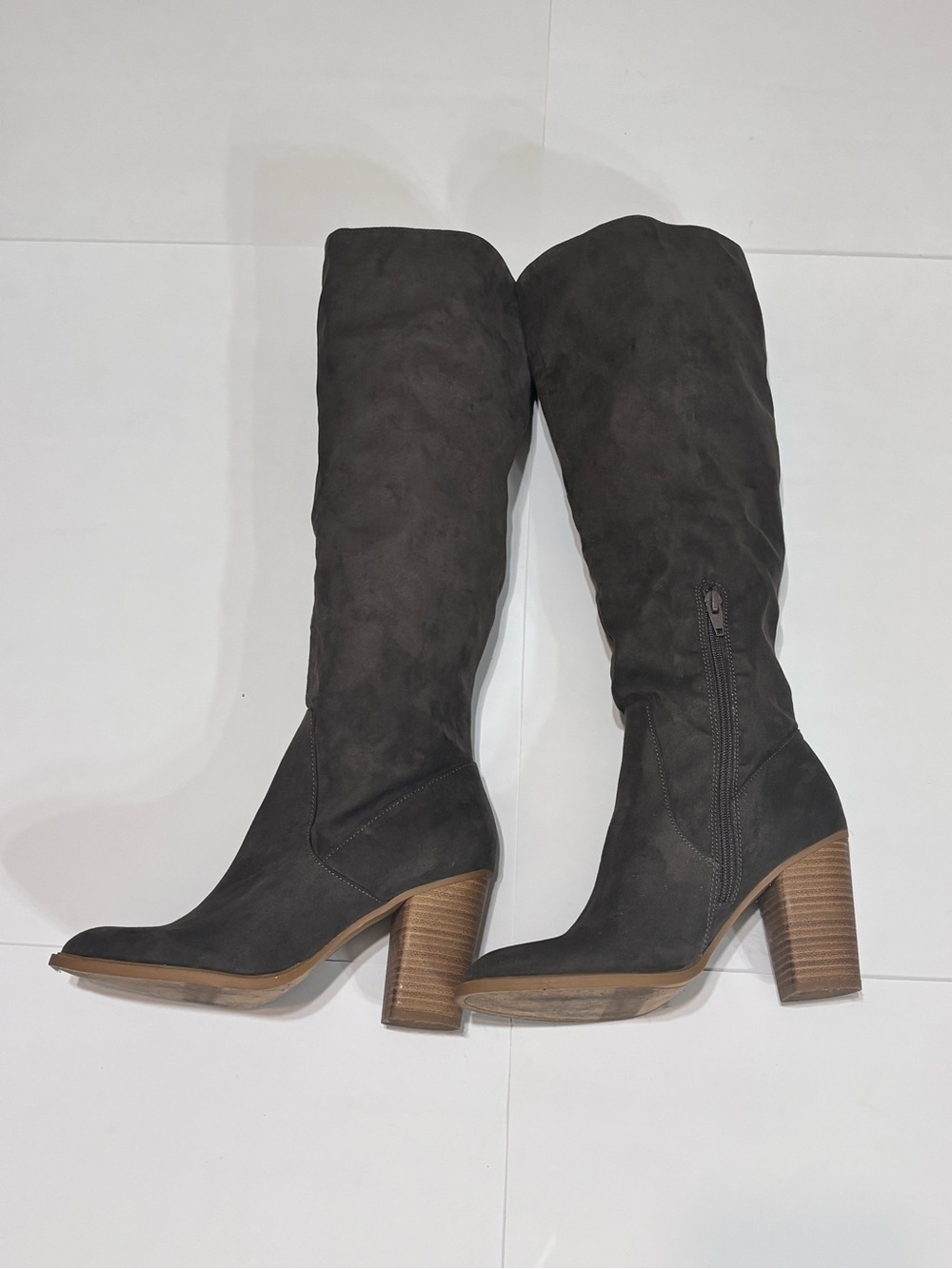 Target Women's Tall Suede-Look Block Heel Boots in Dark Brown